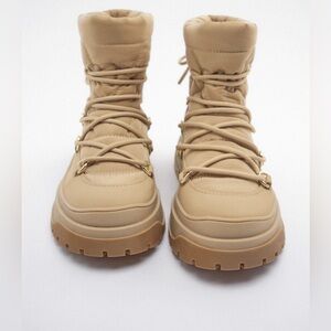 ZARA QUILTED ANKLE BOOTS | In Beige/Natural | Size 6.5 | In mint condition